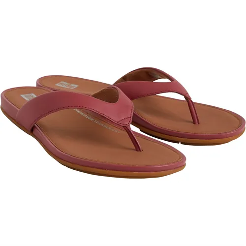 FitFlop Womens Gracie Leather Flip-Flops Dusky Red