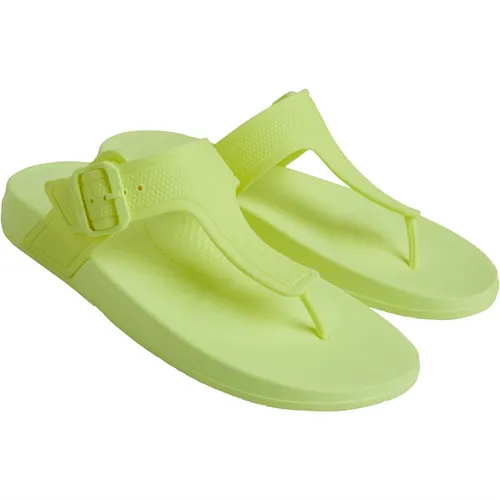 FitFlop Womens Iqushion Adjustable Buckle Flip Flops Electric Yellow