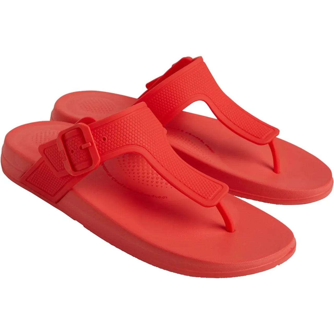 FitFlop Womens Iqushion Adjustable Buckle Flip Flops Neon Orange