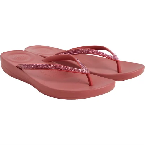 FitFlop Womens Iqushion Sparkle Flip Flops Dusky Red