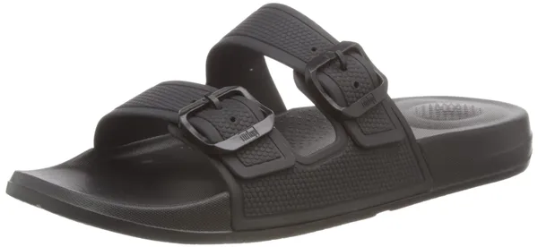 Fitflop Women's IQUSHION Two-BAR Buckle Slides Flat Sandal