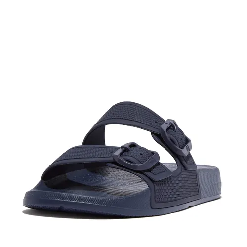 Fitflop Women's IQUSHION Two-BAR Buckle Slides Flat Sandal