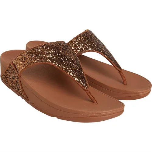 FitFlop Womens Shimma Glitter Toe Post Sandals Light Tan