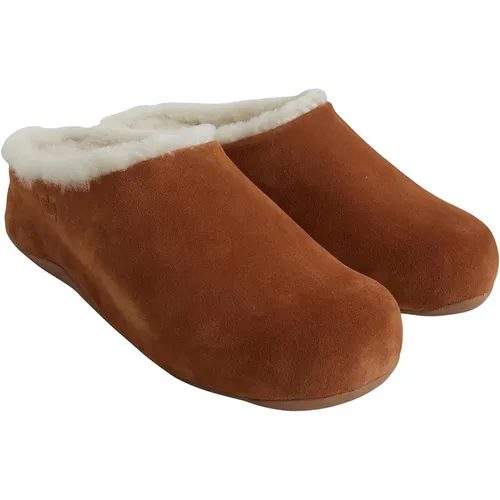 FitFlop Womens Shuv Shearling-Lined Suede Clogs Light Tan
