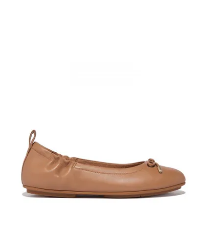 Fitflop Womenss Fit Flop Allegro Bow Leather Ballerina Pumps in Tan Leather (archived)