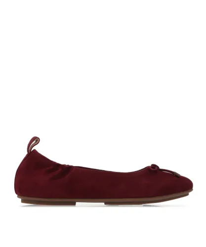 Fitflop Womenss Fit Flop Allegro Bow Suede Ballerina Pumps in Plum - Purple Leather (archived)