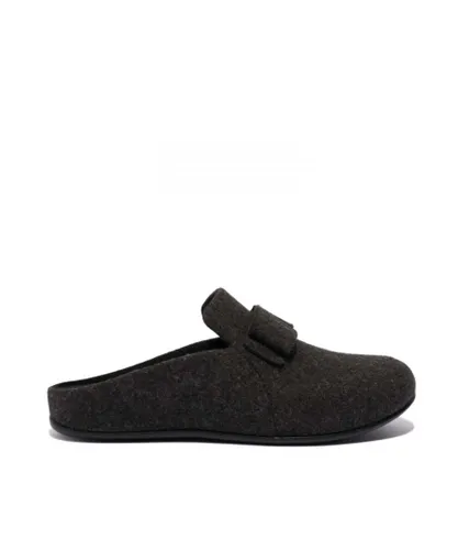 Fitflop Womenss Fit Flop Chrissie II Haus e01 Bow Felt Slippers in Black