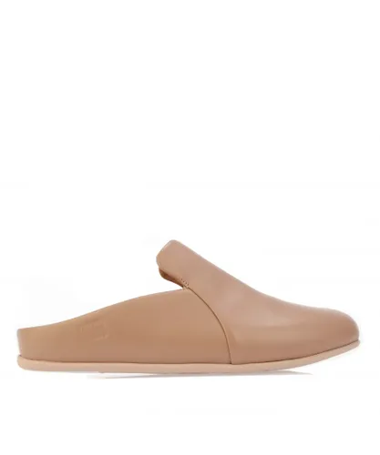 Fitflop Womenss Fit Flop Chrissie II Haus Leather Slippers in Beige Leather (archived)