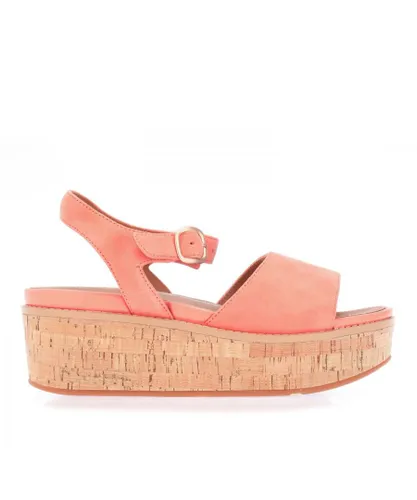 Fitflop Womenss Fit Flop Eloise Suede Back-Strap Wedge Sandals in Coral Leather (archived)