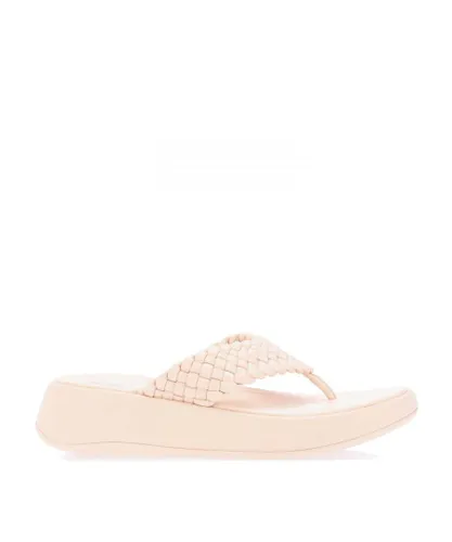 Fitflop Womenss Fit Flop F-Mode Leather Flatform Toe-Post Sandals in Rose Leather (archived)