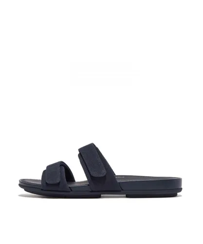 Fitflop Womenss Fit Flop Gracie Adjustable Canvas Slide Sandals in Navy Leather (archived)