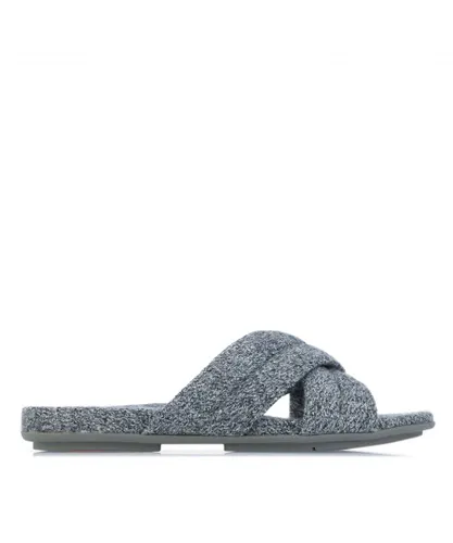 Fitflop Womenss Fit Flop Gracie e01 Merino Wool Cross Slide Sandals in Grey Textile