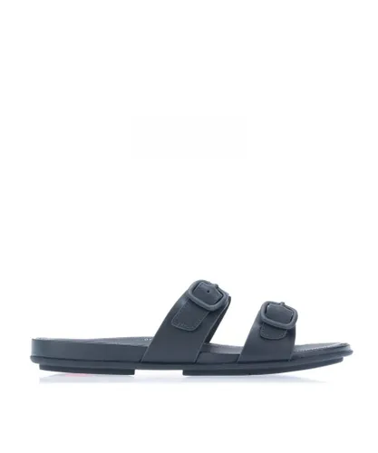 Fitflop Womenss Fit Flop Gracie Rubber-Buckle Two-Bar Sandals in Navy Leather (archived)