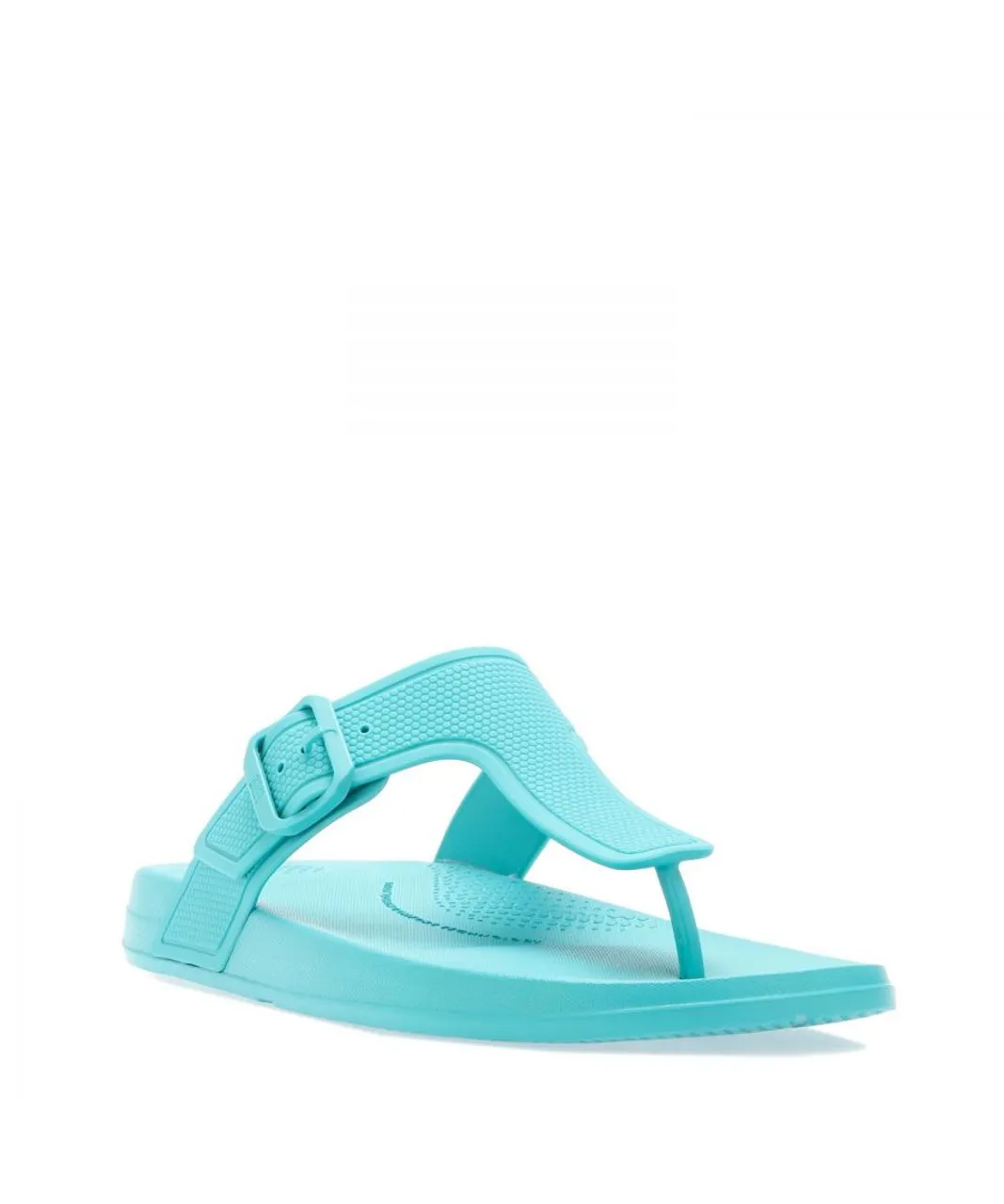 Fitflop Womenss Fit Flop iQushion Adjustable Buckle Flip-Flops in Blue Rubber