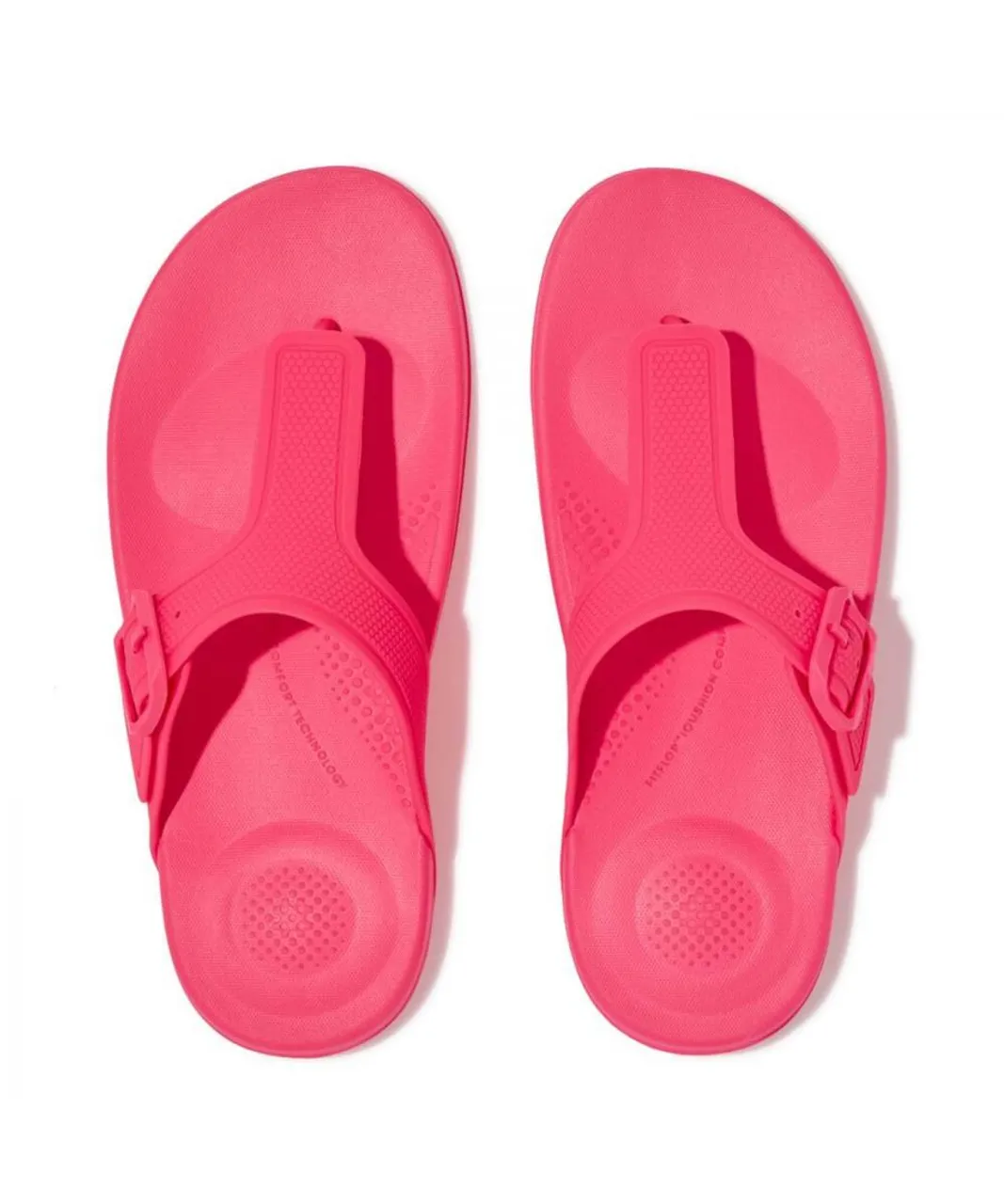 Fitflop Womenss Fit Flop iQushion Adjustable Buckle Flip-Flops in Pink Rubber