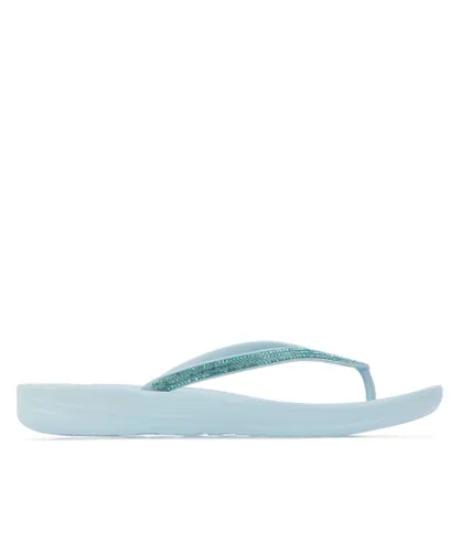 Fitflop Womenss Fit Flop iQushion Sparkle Flip Flops in Sky Blue Rubber