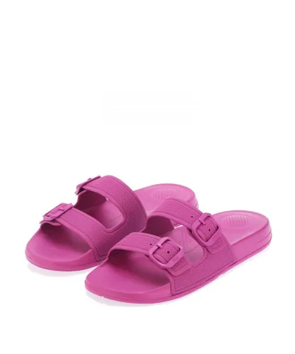 Fitflop Womenss Fit Flop iQushion Two-Bar Buckle Slide Sandals in Violet Rubber