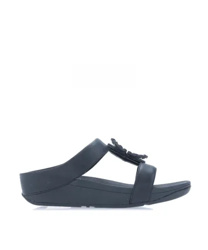 Fitflop Womenss Fit Flop Lulu Crystal-Circlet H-Bar Slide Sandals in Navy Leather (archived)