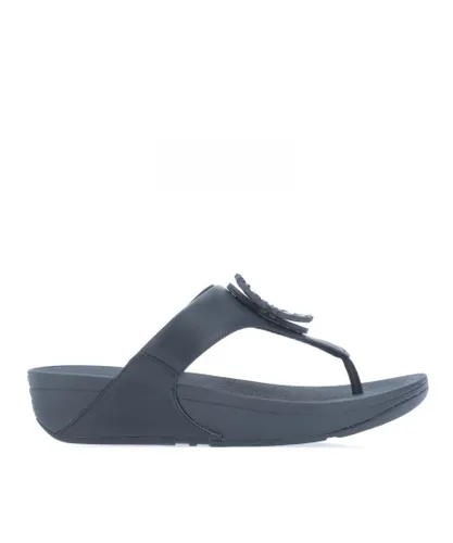 Fitflop Womenss Fit Flop Lulu Crystal-Circlet Toe-Post Sandals in Navy Leather (archived)