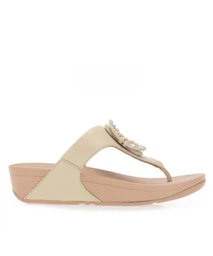 Fitflop Womenss Fit Flop Lulu Crystal-Circlet Toe-Post Sandals in Stone Leather (archived)