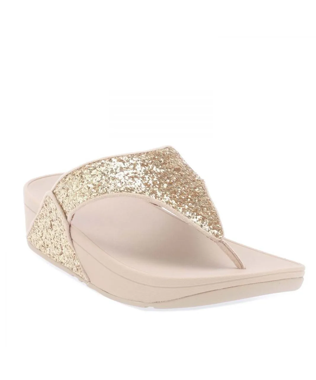Fitflop Womenss Fit Flop Lulu Glitter Toe-Thong Sandals in Gold