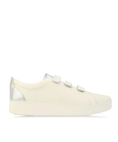 Fitflop Womenss Fit Flop Rally Metallic Back Leather Trainers in White Leather (archived)