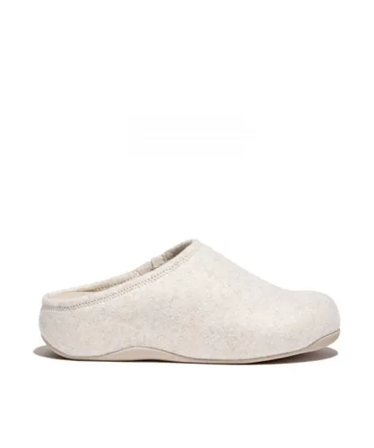 Fitflop Womenss Fit Flop Shuv Felt Clog Slippers in Ivory