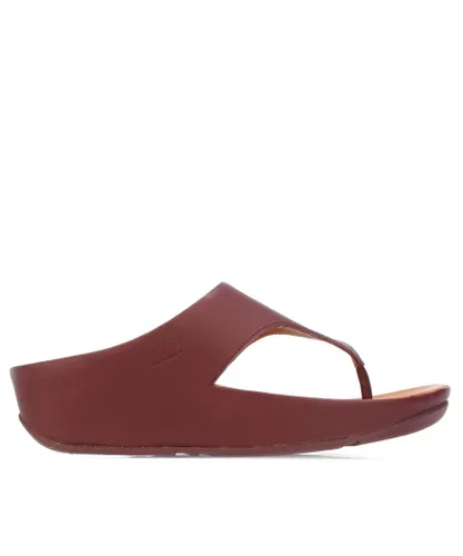 Fitflop Womenss Fit Flop Shuv Leather Toe-Post Sandals in Plum - Purple Leather (archived)
