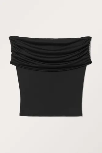 Fitted Sleeveless Off-shoulder Top - Black
