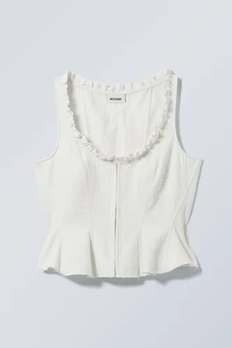 Fitted Twill Corset Top - White