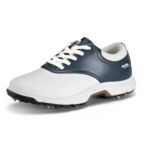 FitVille Mens Golf Shoes with Spikes Professional Spiked