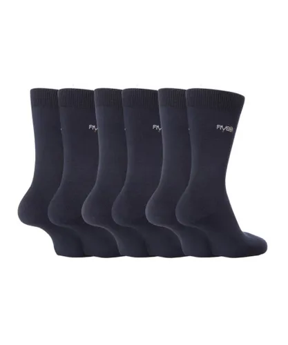 FiveG 6 pairs Mens Plain Trouser Socks made with Fairtrade Cotton - Airforce Blue