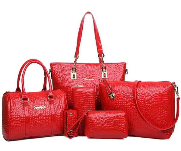 FiveloveTwo Womens Ladies 6 Pieces Handbag Set Hobo Clutch