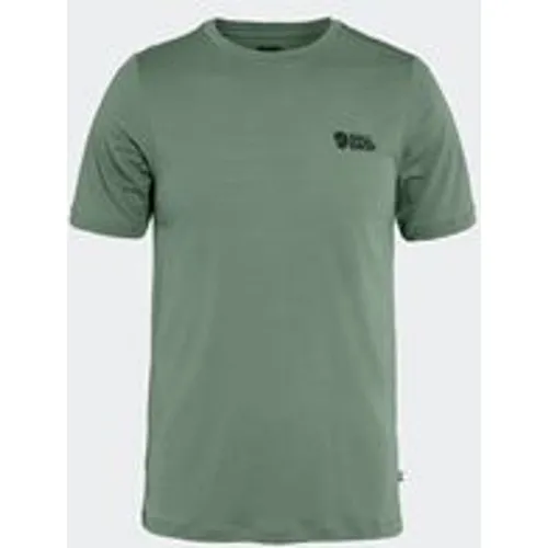 Fjallraven Men's Abisko Wool Logo Short Sleeve T-Shirt in Patina Green