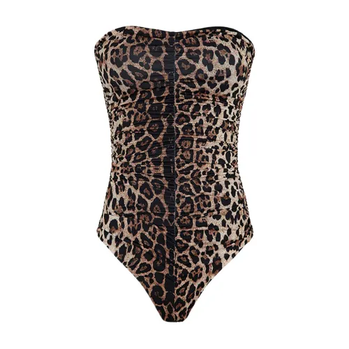 F**k , Animal Print One-Piece Swimsuit ,Brown female, Sizes: