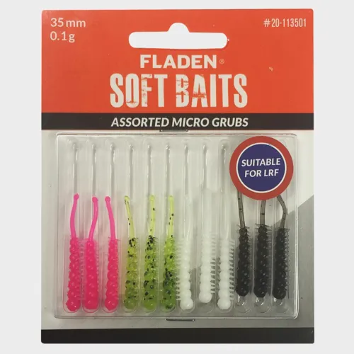 Fladen Soft Baits Assorted Micro Grubs 35mm 0 1g 1, Multi Coloured