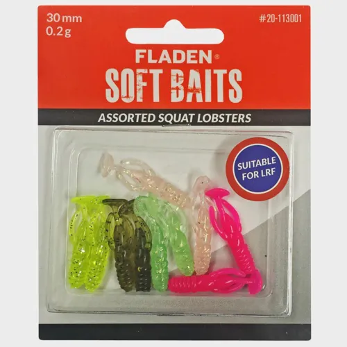 Fladen Soft Baits Assorted Squat Lobsters 3cm 0 2g 10pk, Multi Coloured