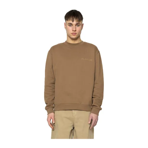 Flaneur Homme , Brown Logo Sweater ,Brown male, Sizes: