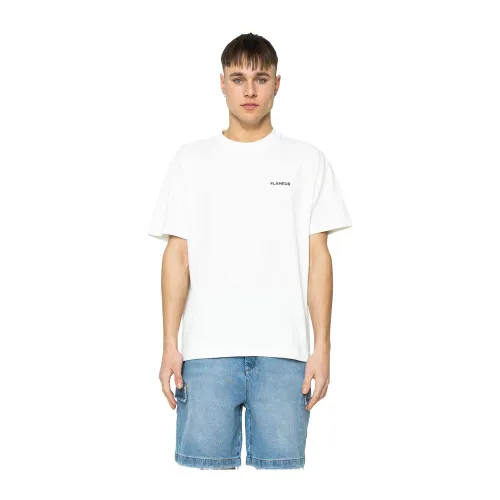 Flaneur Homme , Classic White T-Shirt ,White male, Sizes: