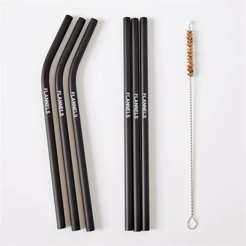 FLANNELS Flannels Metal Straws - Black