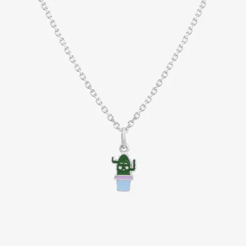 Fleur Kids Sterling Silver & Enamel Cassy the Cactus Necklace THB000304