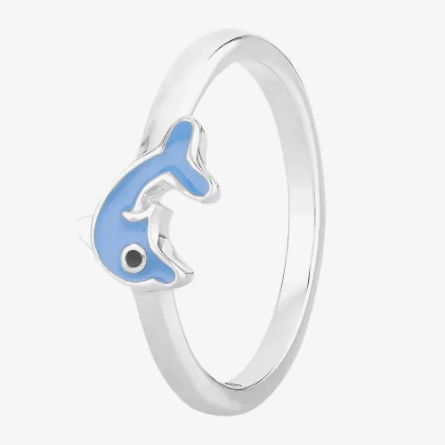 Fleur Kids Sterling Silver Blue Enamel Dolphin Ring AZR222904 44