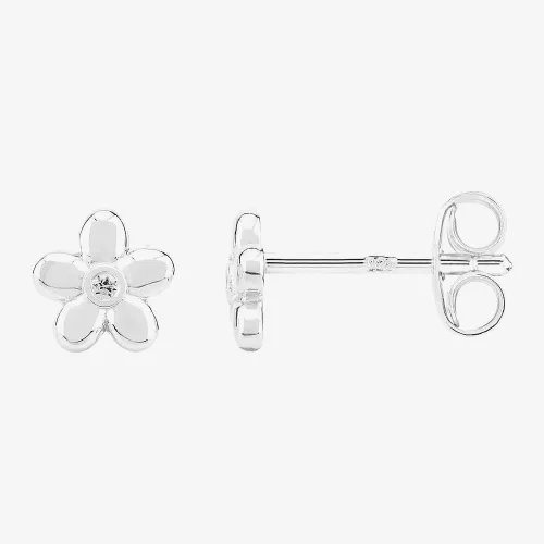 Fleur Kids Sterling Silver Cubic Zirconia Flower Stud Earrings AZE116804