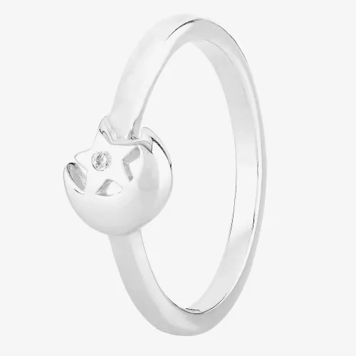 Fleur Kids Sterling Silver Cubic Zirconia Moon And Star Ring AZR116404 44