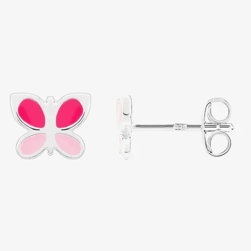 Fleur Kids Sterling Silver Pink Butterfly Stud Earrings AZE041704
