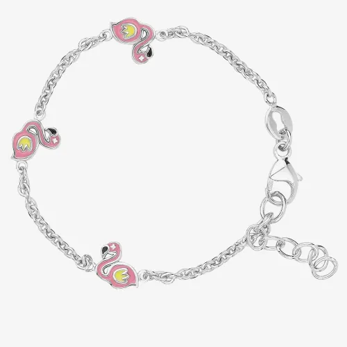 Fleur Kids Sterling Silver Pink Enamel Flamingo Bracelet AVB257506