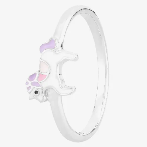 Fleur Kids Sterling Silver White And Pink Unicorn Ring AZR234404 48