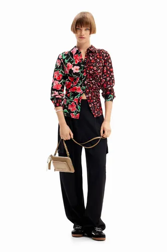 Floral gathered shirt - RED - XS