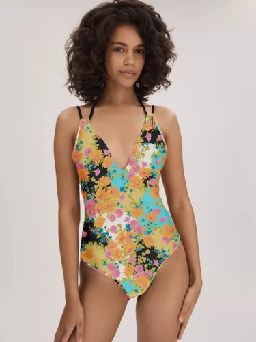 FLORERE Floral Print Double Strap Swimsuit, Multi - Multi - Female