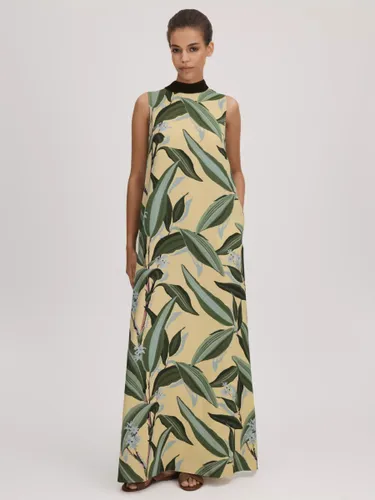 FLORERE Palm Print Maxi Dress, Pale Yellow - Pale Yellow - Female